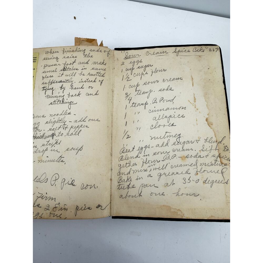 Handwritten Recipe Journal 1938 Vintage Leather Bound Family Cookbook Heirloom